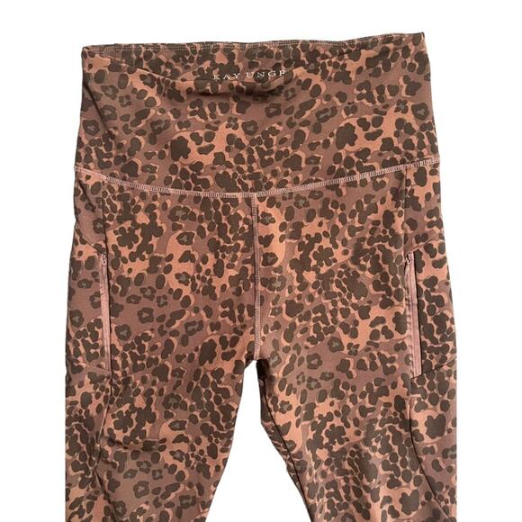 Kay Unger Leopard High Waisted Leggings  XL Pockets Cheetah Animal Print Workout - Picture 3 of 8